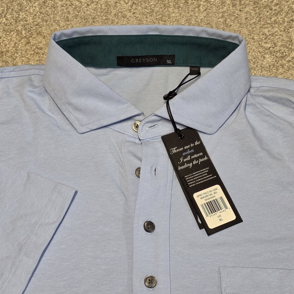GREYSON Mens XL Spirit‎ Golf Polo Shirt Savannah No Logo Pima Cotton Blue